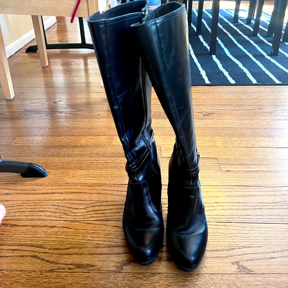 Black leather boots